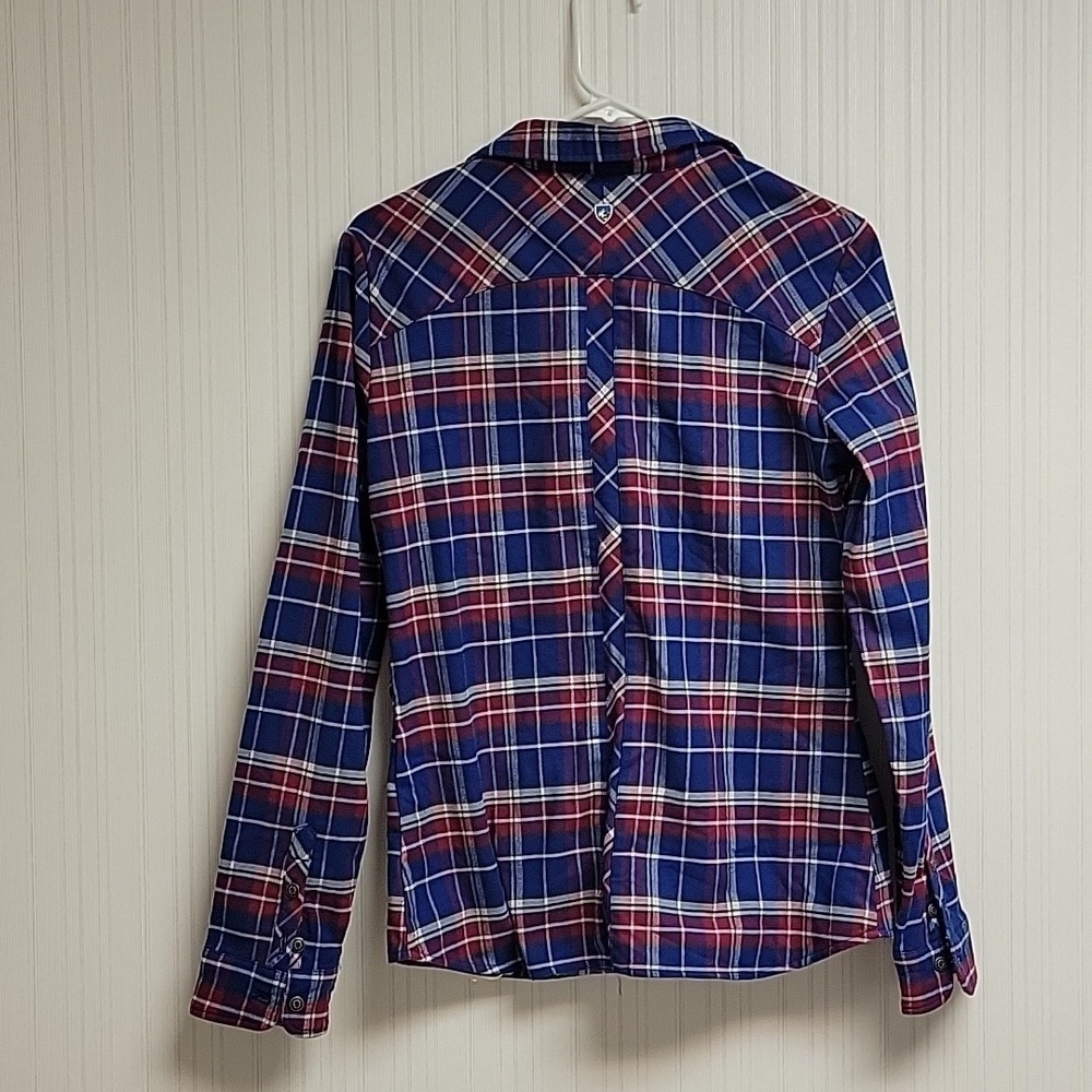 Kuhl Blue & Red Plaid Flannel Button-Up Shirt Medium outdoor women's casual - Picture 5 of 9